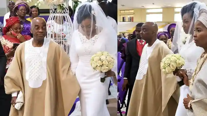 Bishop David Oyedepo walks daughter Joy down the aisle Bishop David Oyedepo and Pastor Faith Oyedepo walking their daughter Joy down the aisle at her 2020 wedding