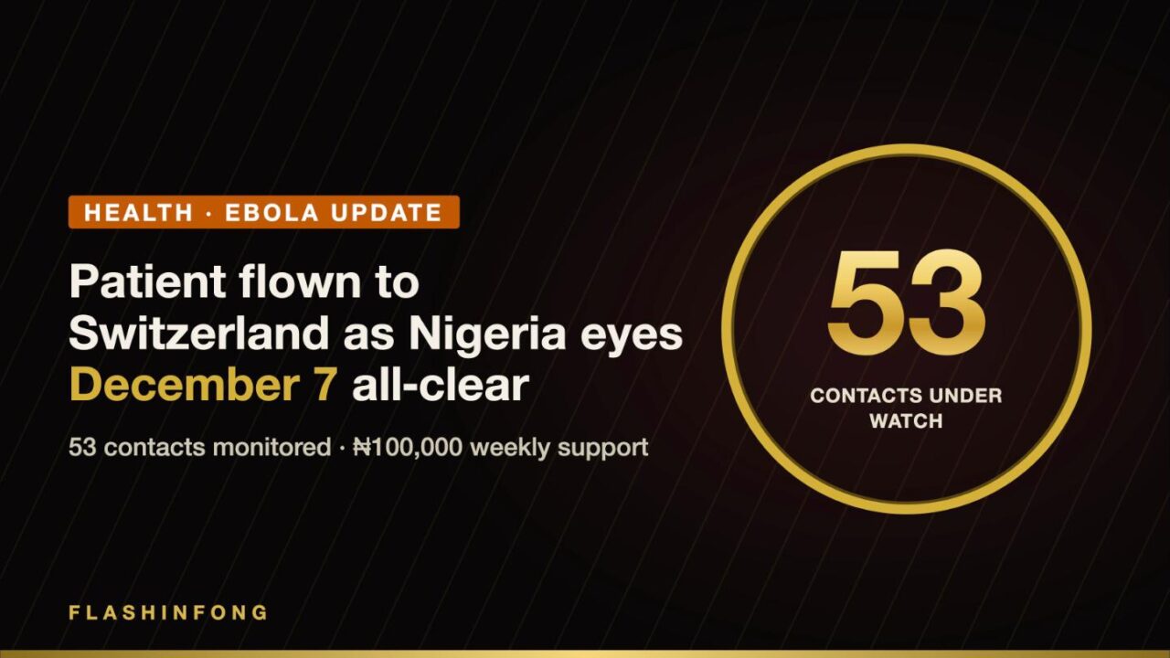 Ebola Update: Patient Flown to Switzerland as Nigeria Eyes December 7 All-Clear, Contacts Get ₦100,000 Weekly