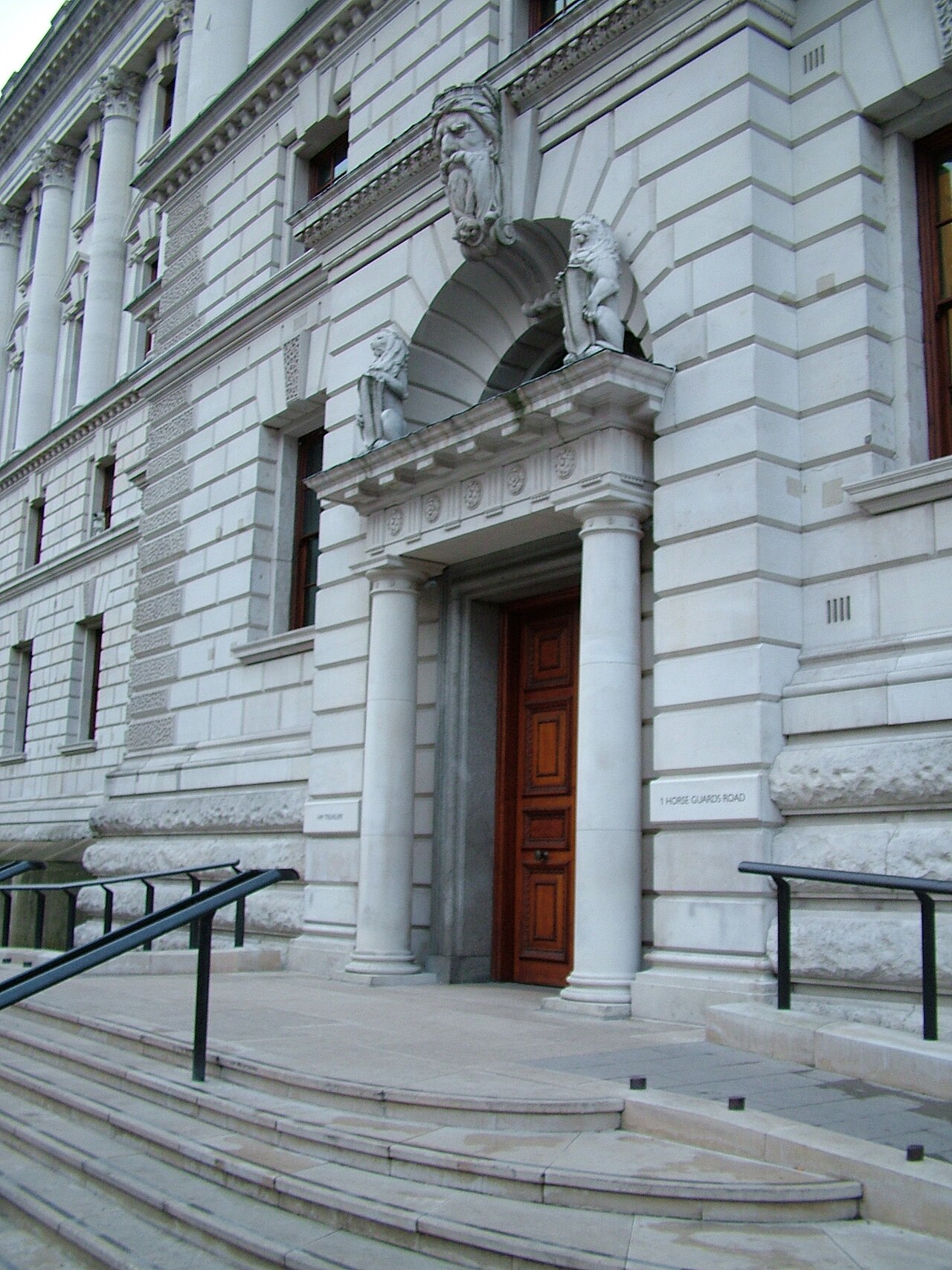 HM Treasury, London The east entrance of HM Treasury in Westminster, London